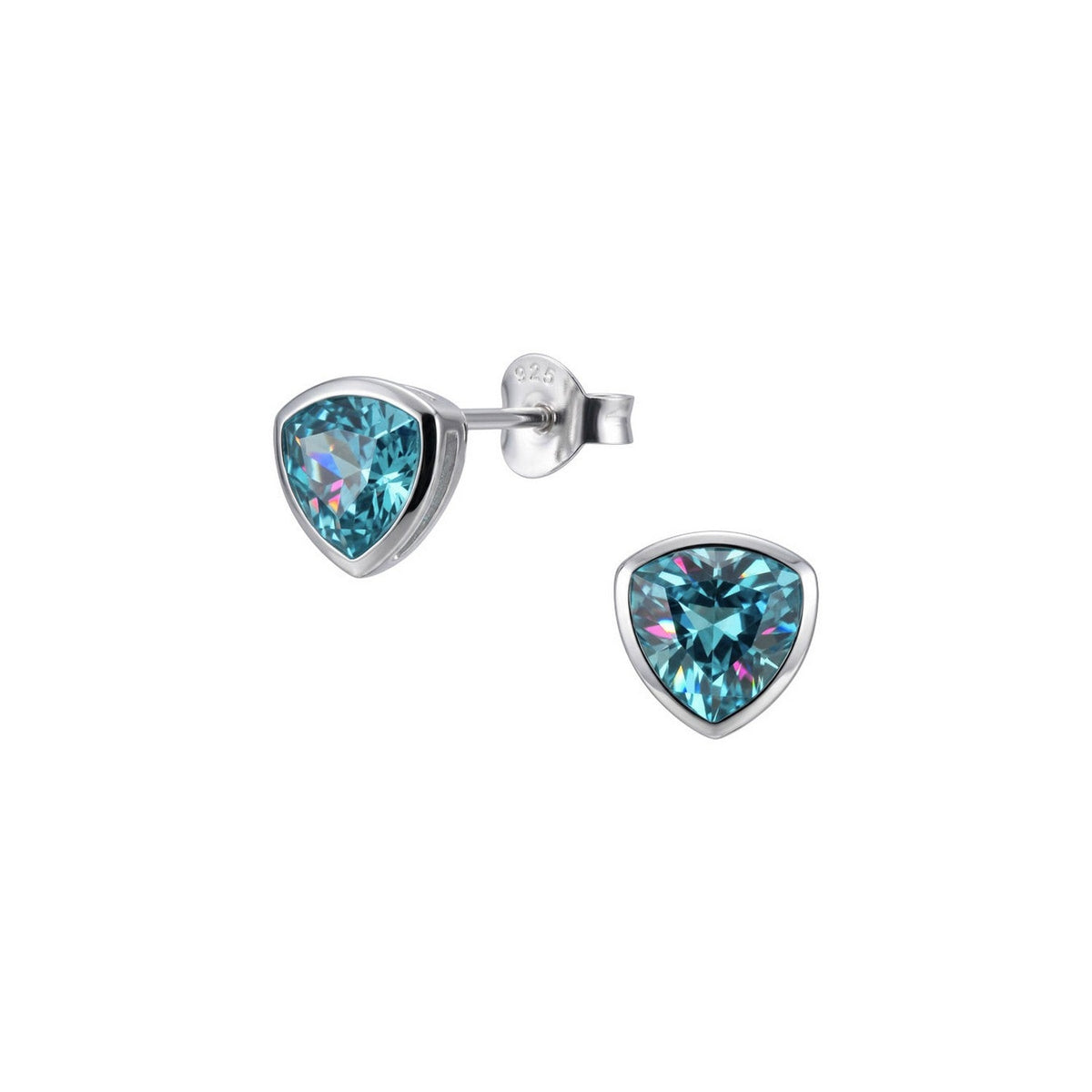 Dew Blue CZ Trillion Cut Stud Earrings