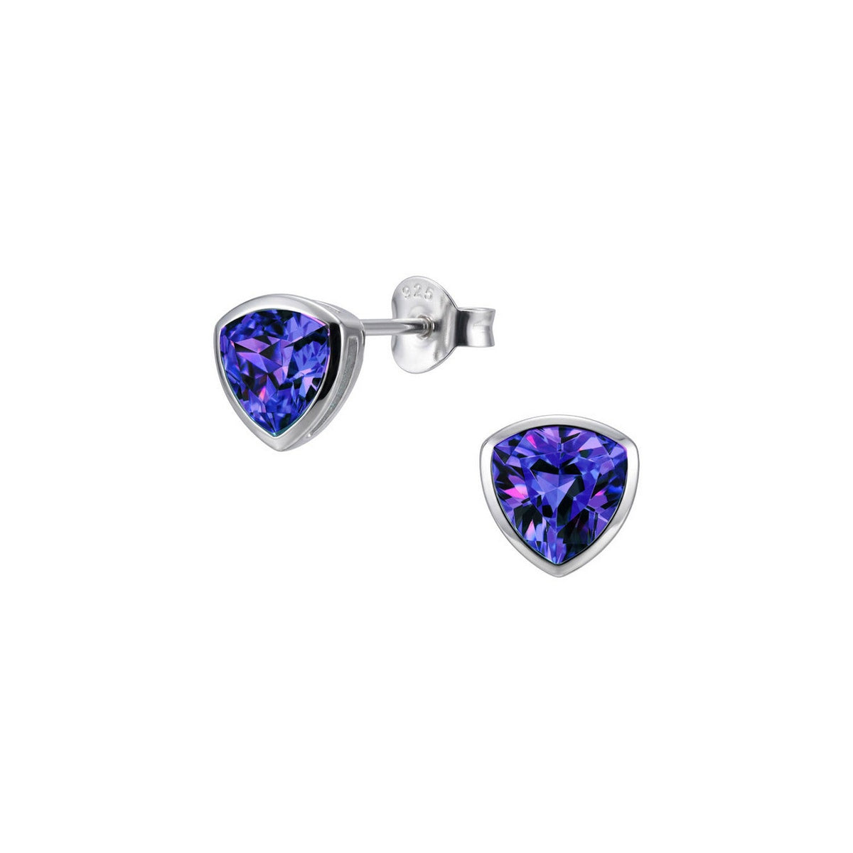 Dew Purple CZ Trillion Cut Stud Earrings