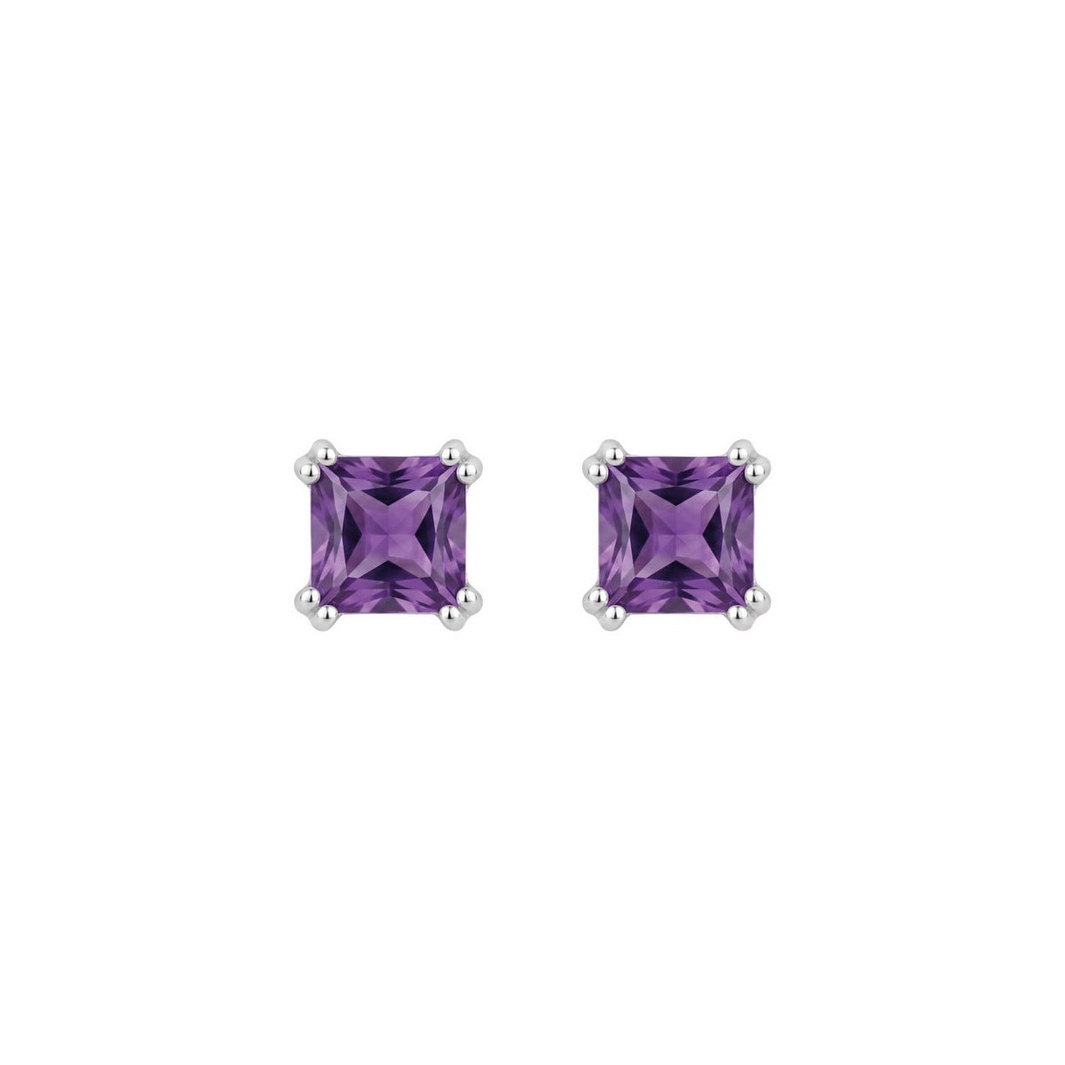 Dew 5mm Amethyst Square Stud Earrings