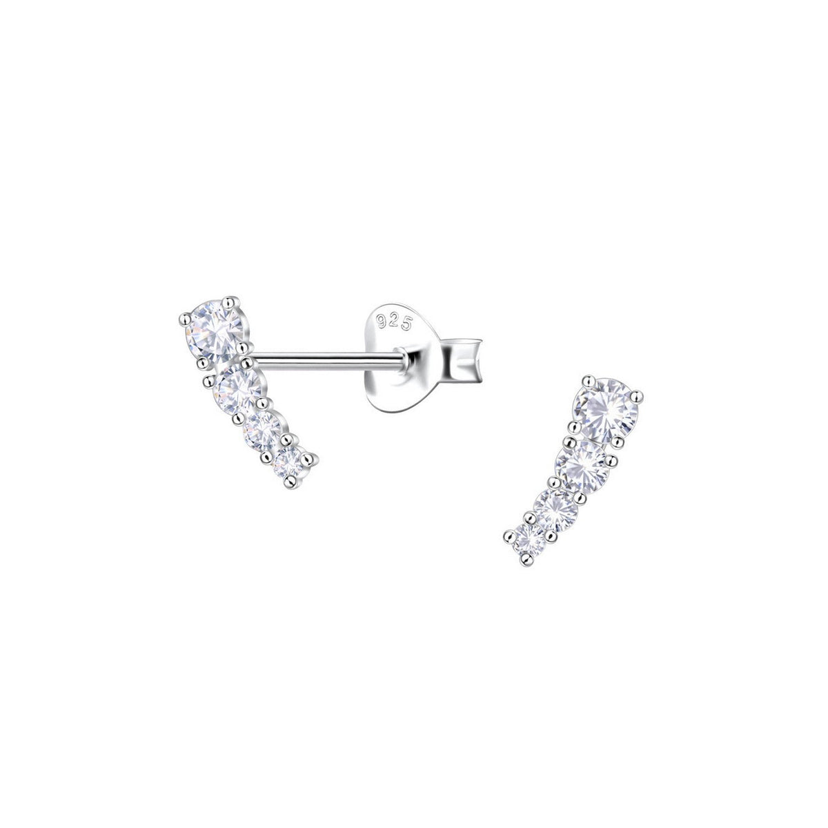 Dew CZ Curved Bar Stud Earrings