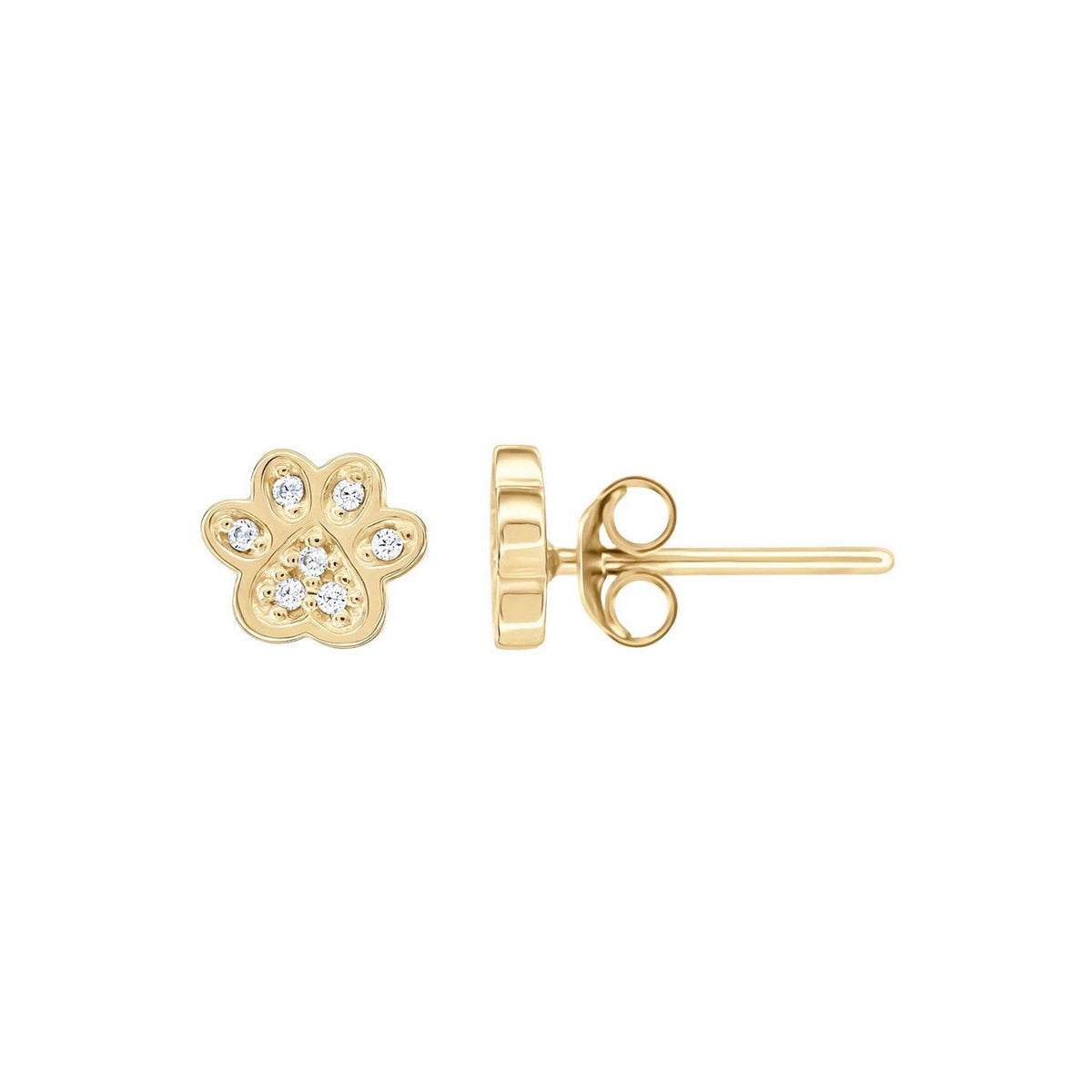 Dew Gold Plated Paw Print CZ Stud Earrings