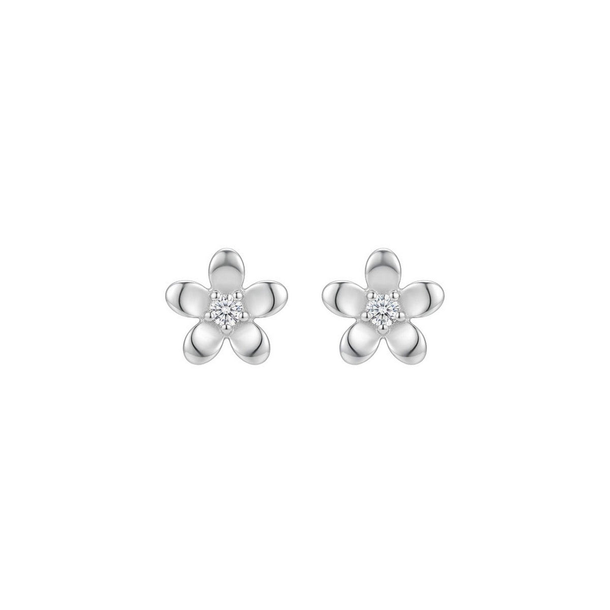 Dew Rounded Flower CZ Stud Earrings