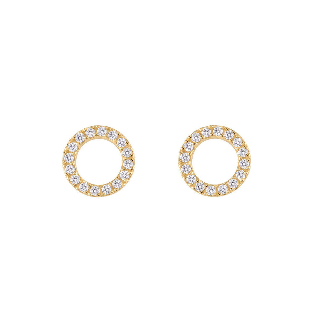 Dew Gold Plated Open Circle CZ Stud Earrings