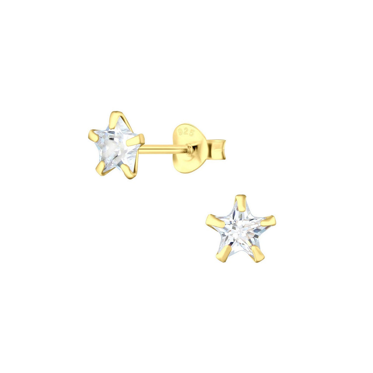 Dew 6mm Gold Plated Star CZ Stud Earrings