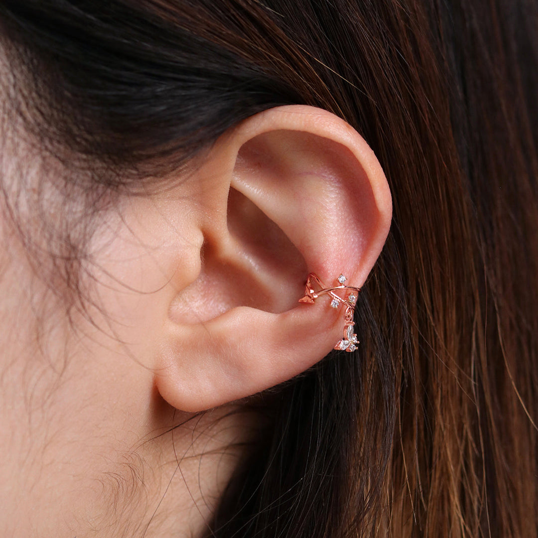 Vine With Butterfly Ear Cuff-2