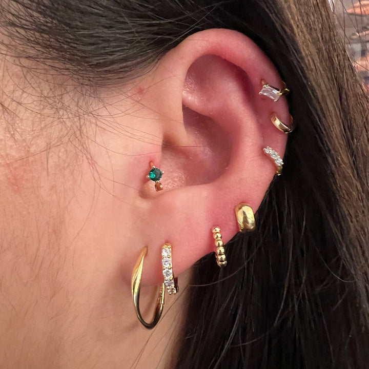 Triple Cubic Huggie Earring (925)-3