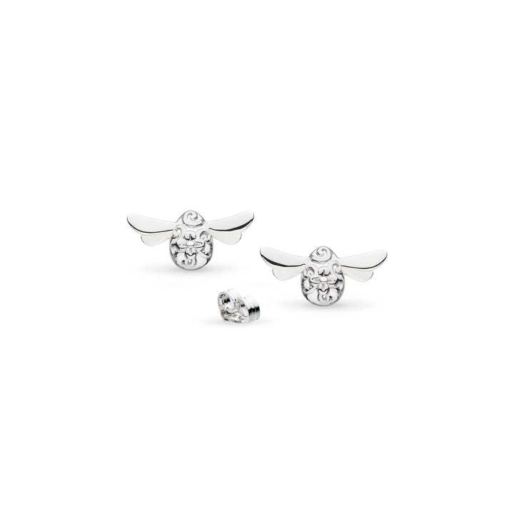 Kit Heath Blossom Flyte Honey Bee Rhodium Plated Stud Earrings 40338RP