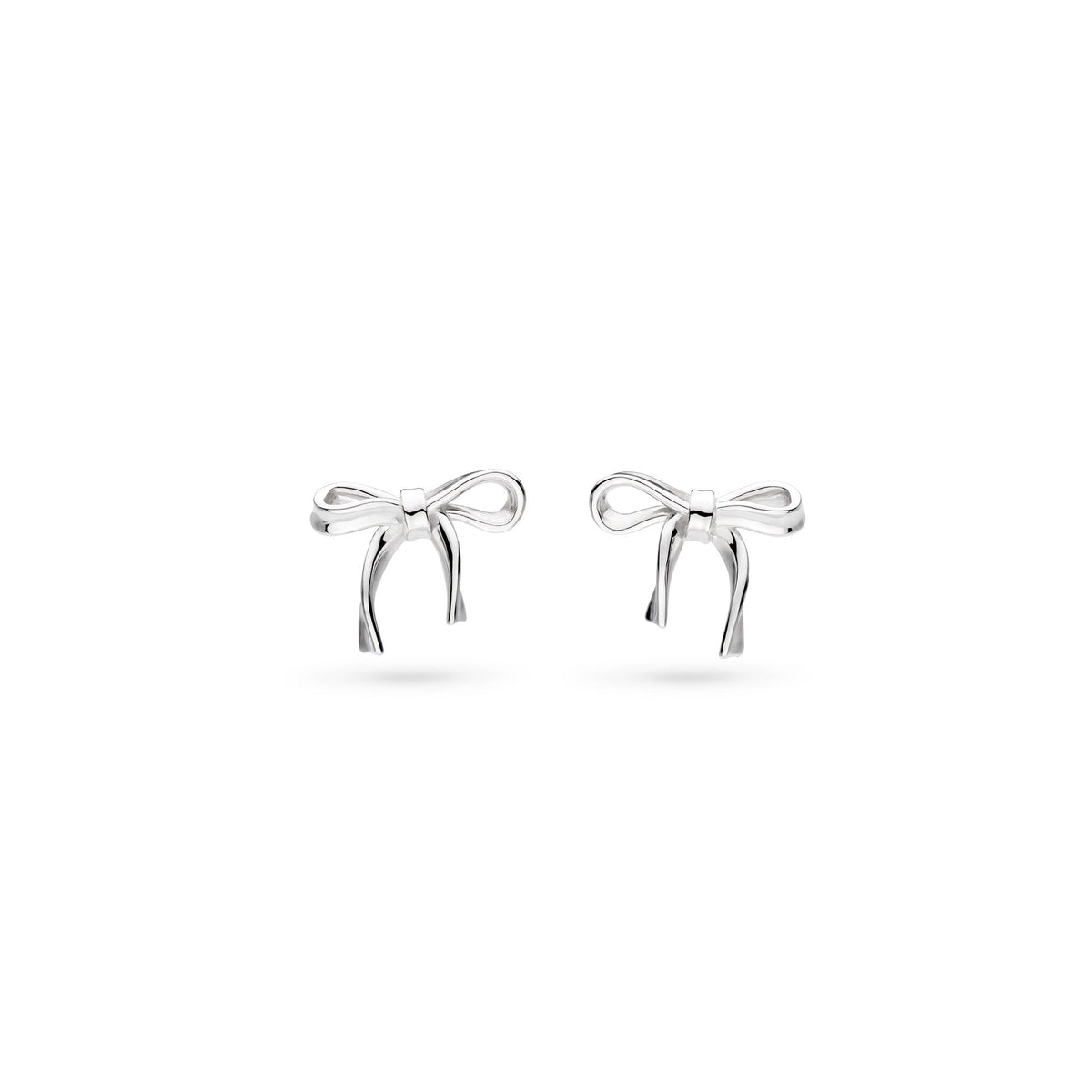 Kit Heath Serenity Ribbon Bow Rhodium Plated Dainty Stud Earrings 41187RP