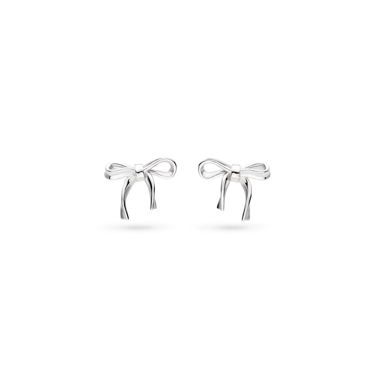 Kit Heath Serenity Ribbon Bow Rhodium Plated Dainty Stud Earrings 41187RP