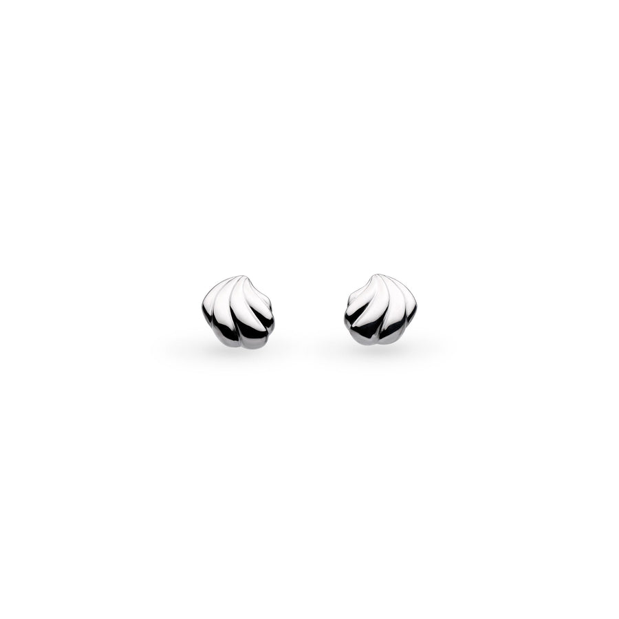Kit Heath Océane Shell Echo Rhodium Plated Petite Rounded Stud Earrings 41212RP