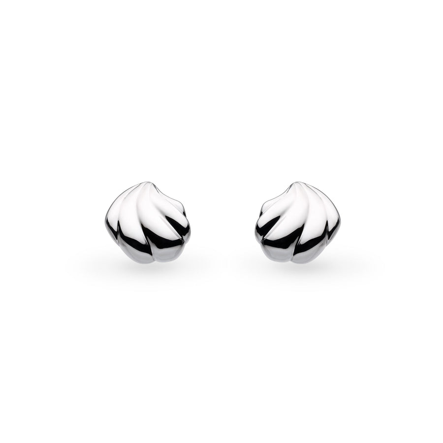 Kit Heath Océane Shell Echo Rhodium Plated Rounded Stud Earrings 41213RP