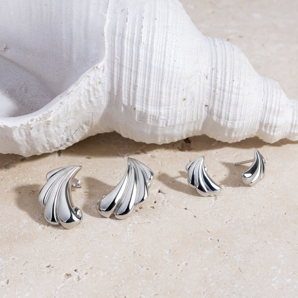 Kit Heath Océane Shell Echo Rhodium Plated Stud Earrings 41214RP