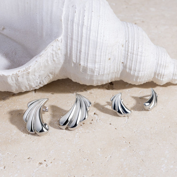 Kit Heath Océane Shell Echo Rhodium Plated Stud Earrings 41214RP