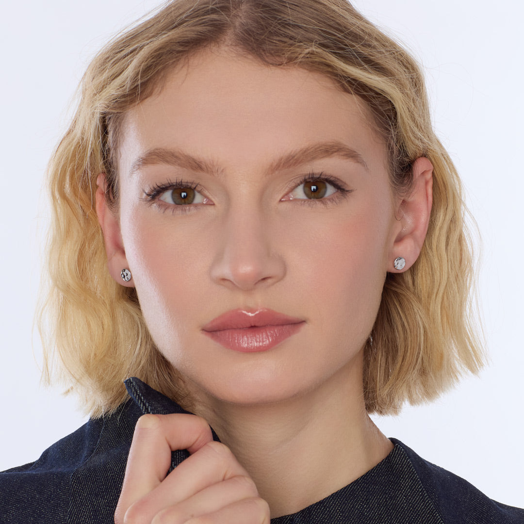 Kit Heath Mirage Reflect Rhodium Plated Round Disc Stud Earrings 41221RP