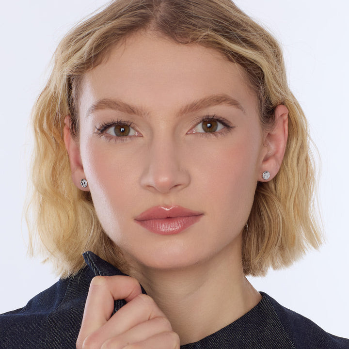 Kit Heath Mirage Reflect Rhodium Plated Round Disc Stud Earrings 41221RP