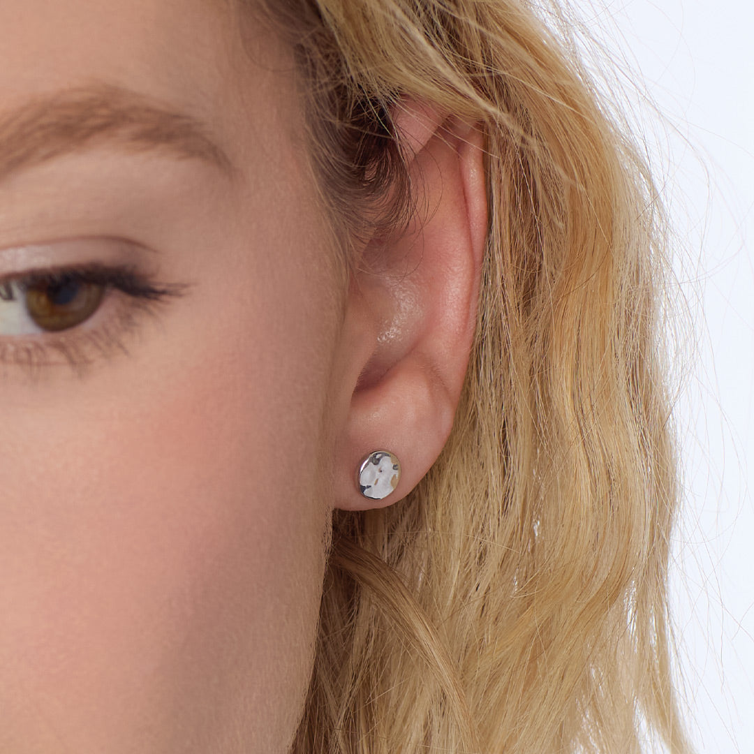 Kit Heath Mirage Reflect Rhodium Plated Round Disc Stud Earrings 41221RP