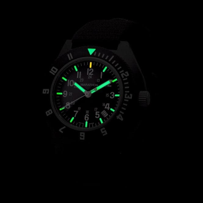 41mm MaraGlo Black Navigator w Date (NAV - DM) Ballistic Nylon WatchMarathon WatchesWW194013BK - 2101