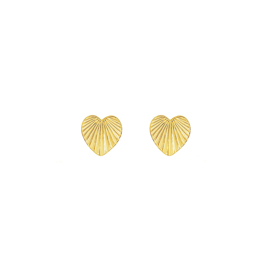 Dew Gold Plated Heart Sunburst Stud Earrings 42615GD