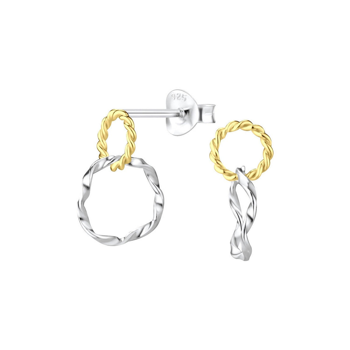 Dew Gold Plated Twisted Circles Stud Earrings