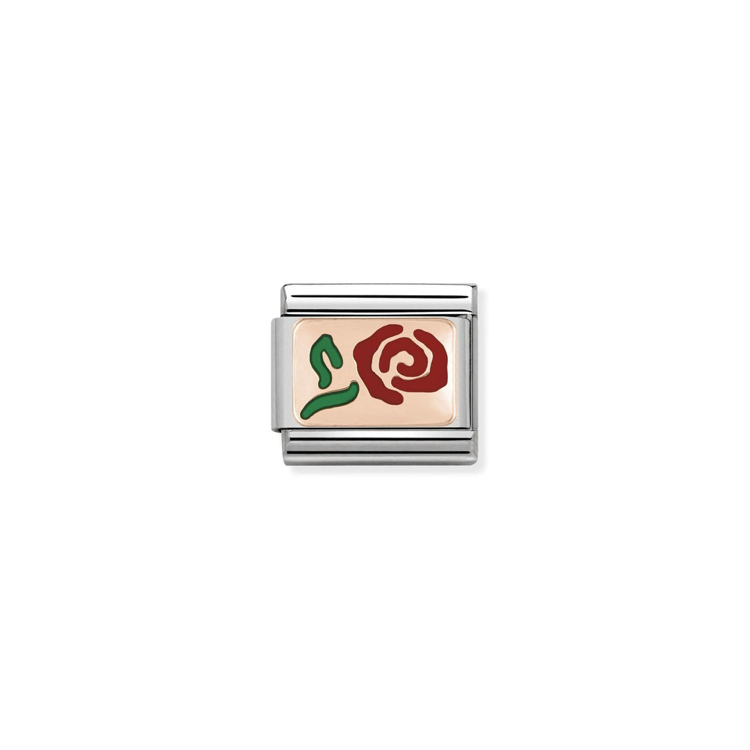 Composable Classic Flowers Red Rose and Rose Gold Link 430201/10
