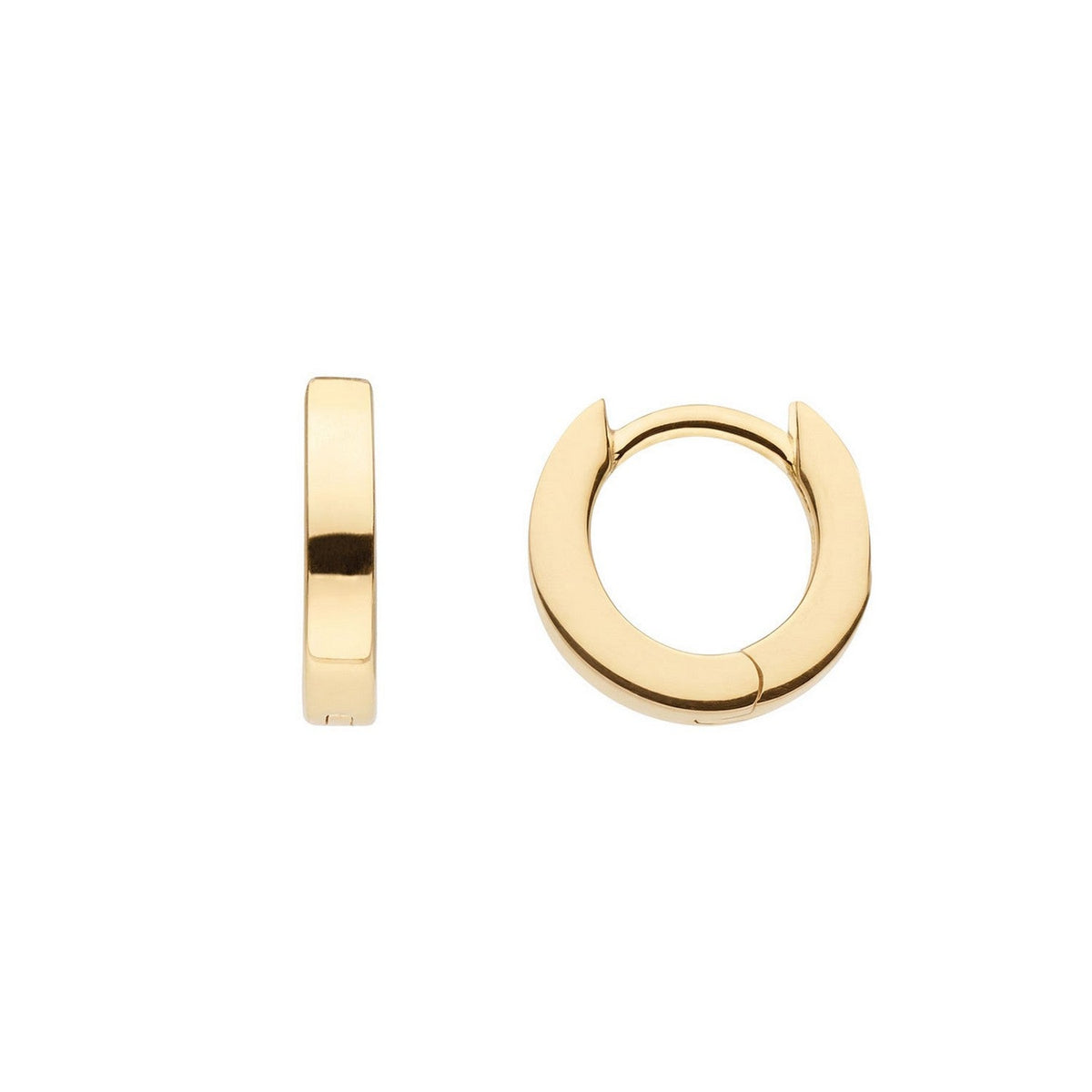 Dew 9mm Gold Plated Huggie Hinged Hoop Earrings