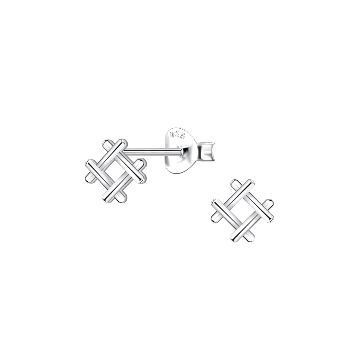 Dew Mini Square Lattice Stud Earrings 44501HP