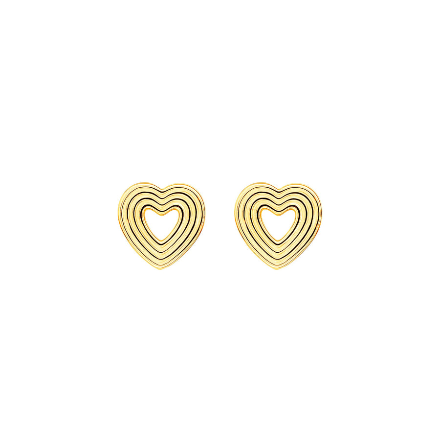 Dew Gold Plated Ridged Open Heart Stud Earrings 45812GD