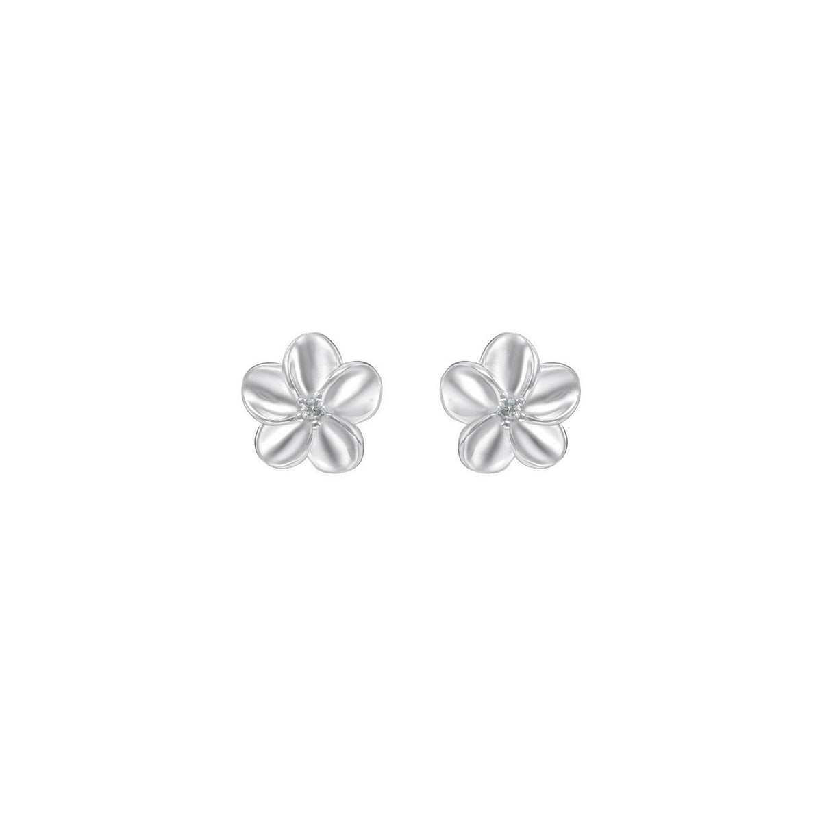Dew Smooth Flower CZ Stud Earrings