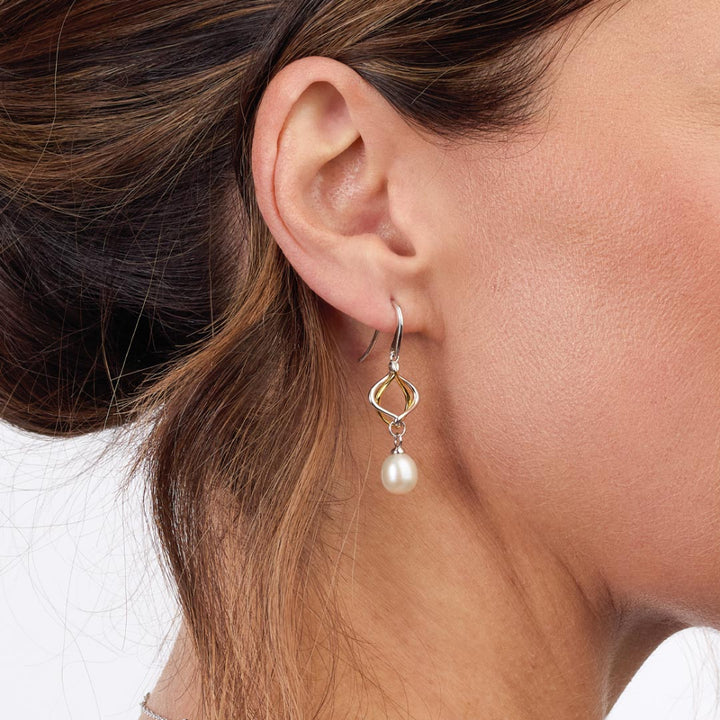 Kit Heath Alicia Pearl Golden Gold Plated Drop Earrings 50021GFP