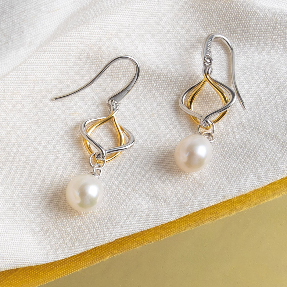 Kit Heath Alicia Pearl Golden Gold Plated Drop Earrings 50021GFP