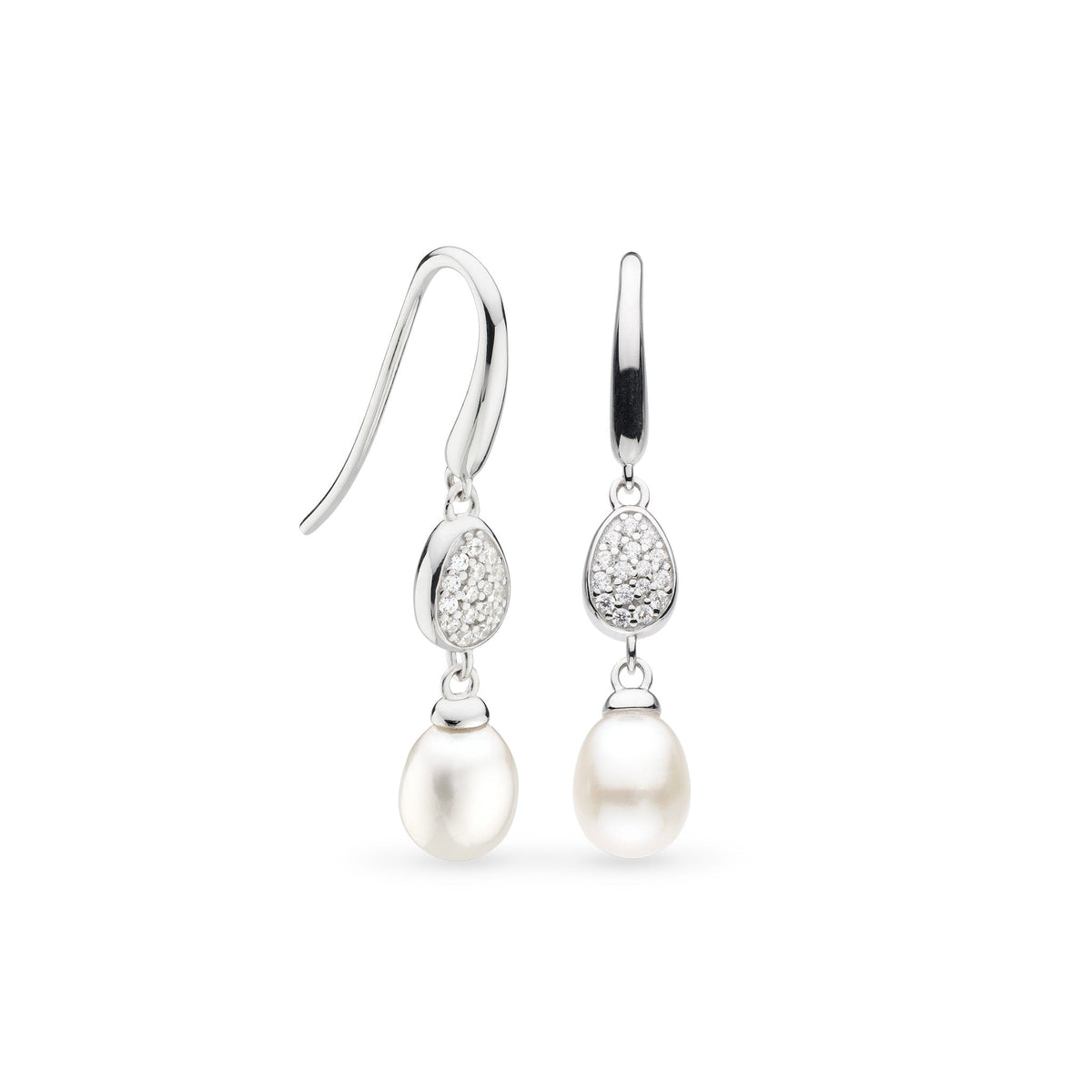 Kit Heath Coast Pebble Glisten Pavé Zirconia Rhodium Plated Drop Earrings 50182FPC