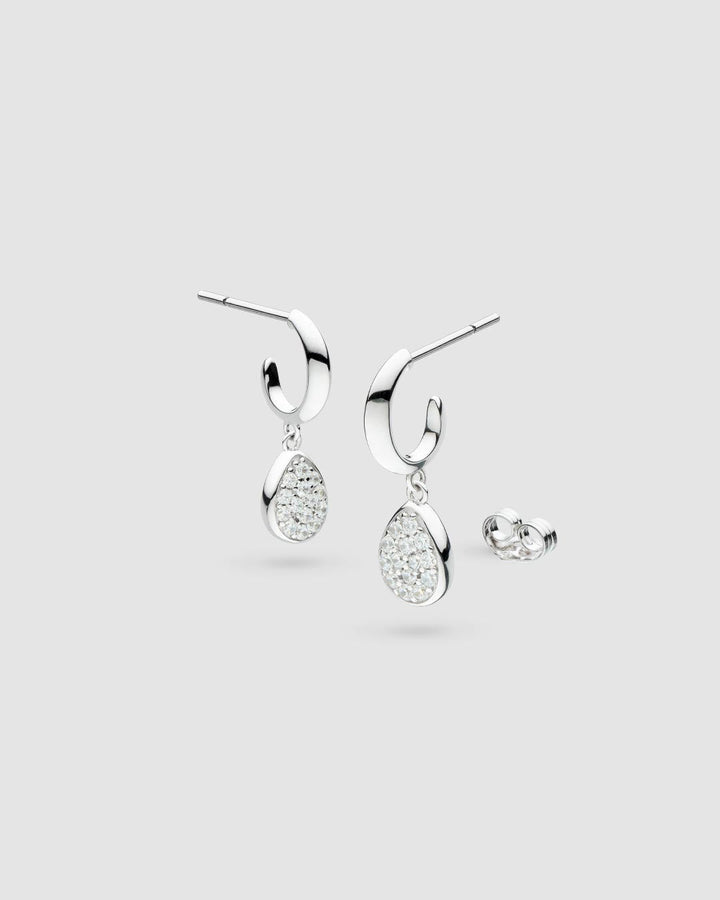 Kit Heath Coast Pebble Glisten Pave Zirconia Semi Hoop Stud Drop Earrings 50185CZ