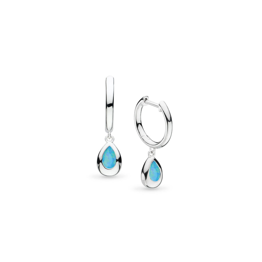 Kit Heath Coast Pebble Blue Blue Opal Rhodium Hinged Hoop Drop Earrings 50190BSO