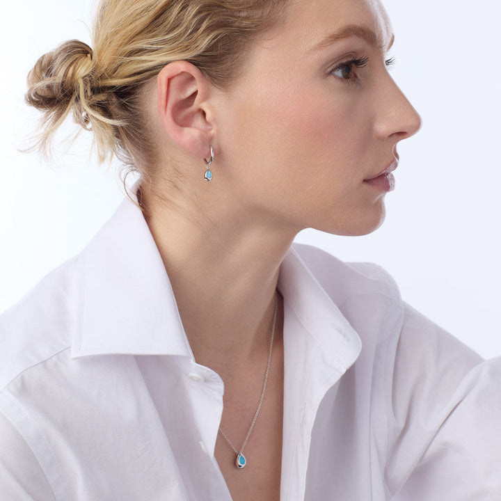 Kit Heath Coast Pebble Blue Blue Opal Rhodium Hinged Hoop Drop Earrings 50190BSO