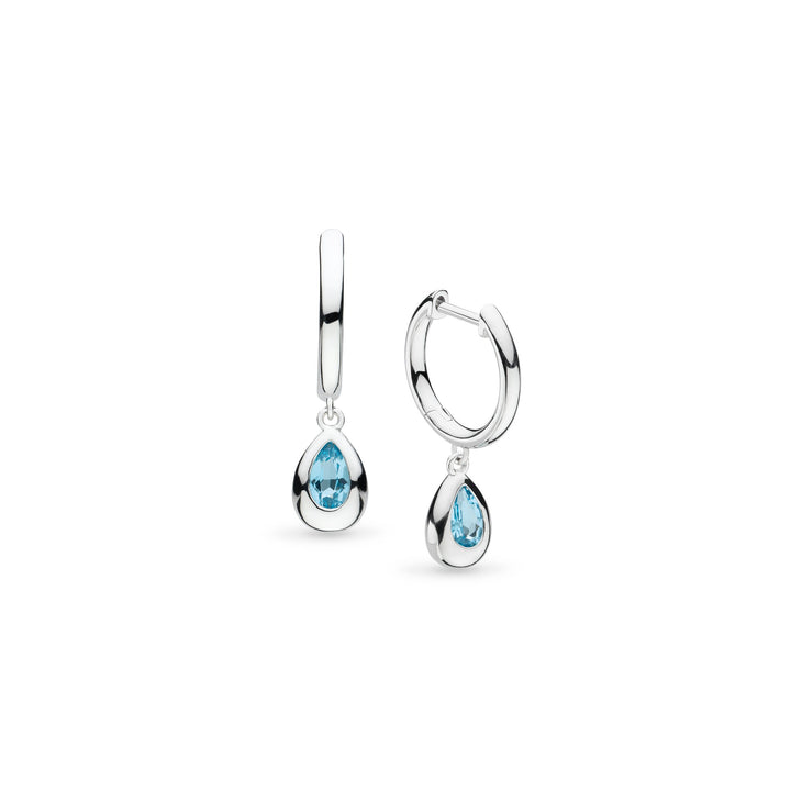 Kit Heath Coast Pebble Blue Swiss Blue Topaz Hinged Hoop Drop Earrings 50190BT