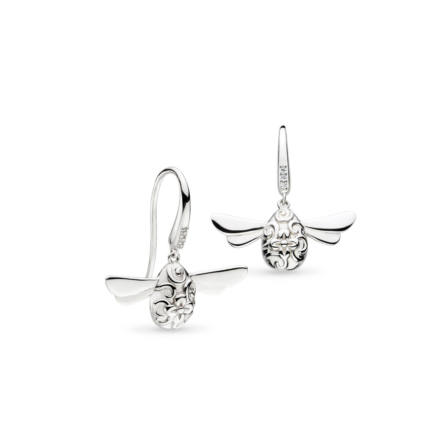 Kit Heath Blossom Flyte Honey Bee Glitz Zirconia Rhodium Plated Drop Earrings 50336CZ