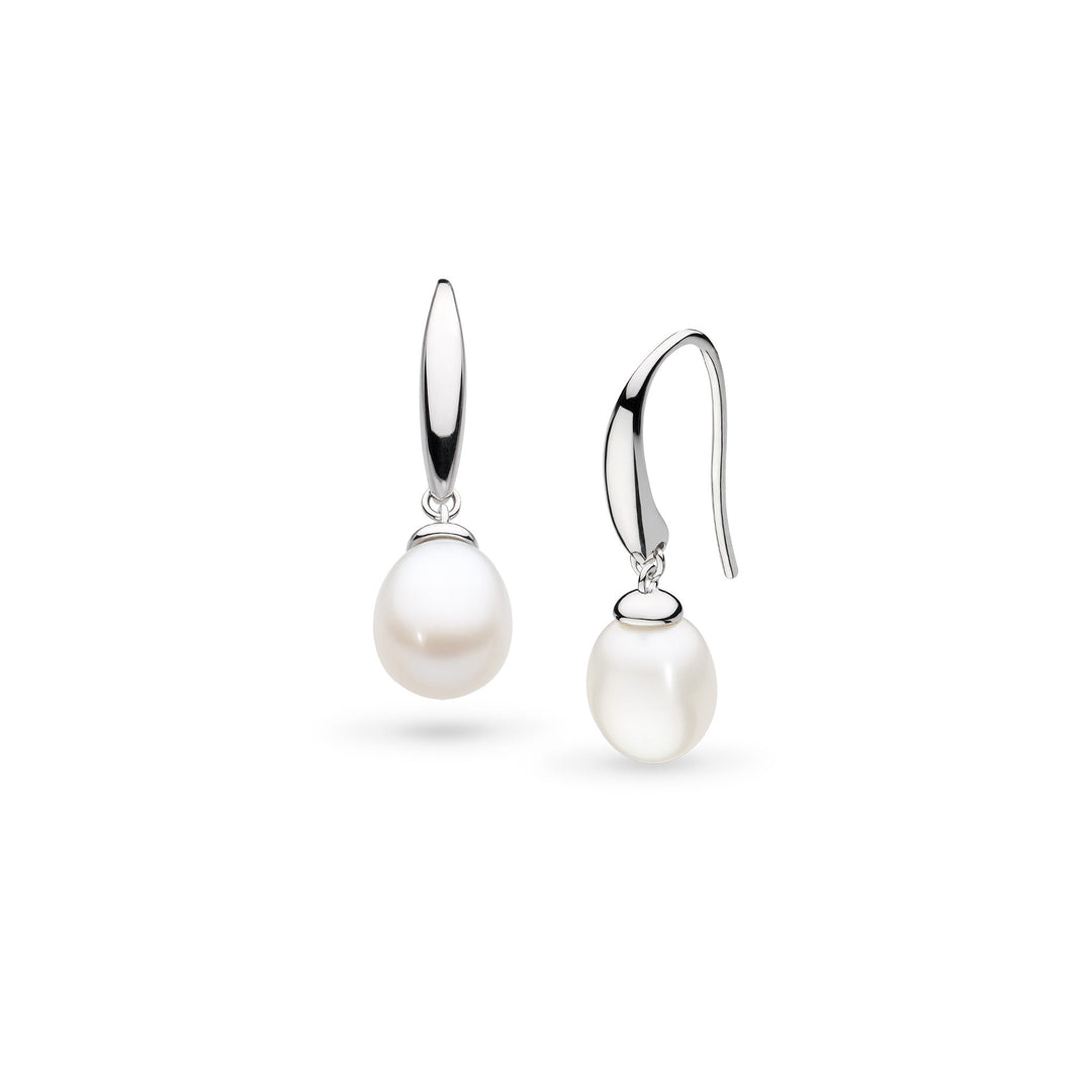 Kit Heath Revival Classic Pearl Rhodium Plated Drop Earrings 50427FP