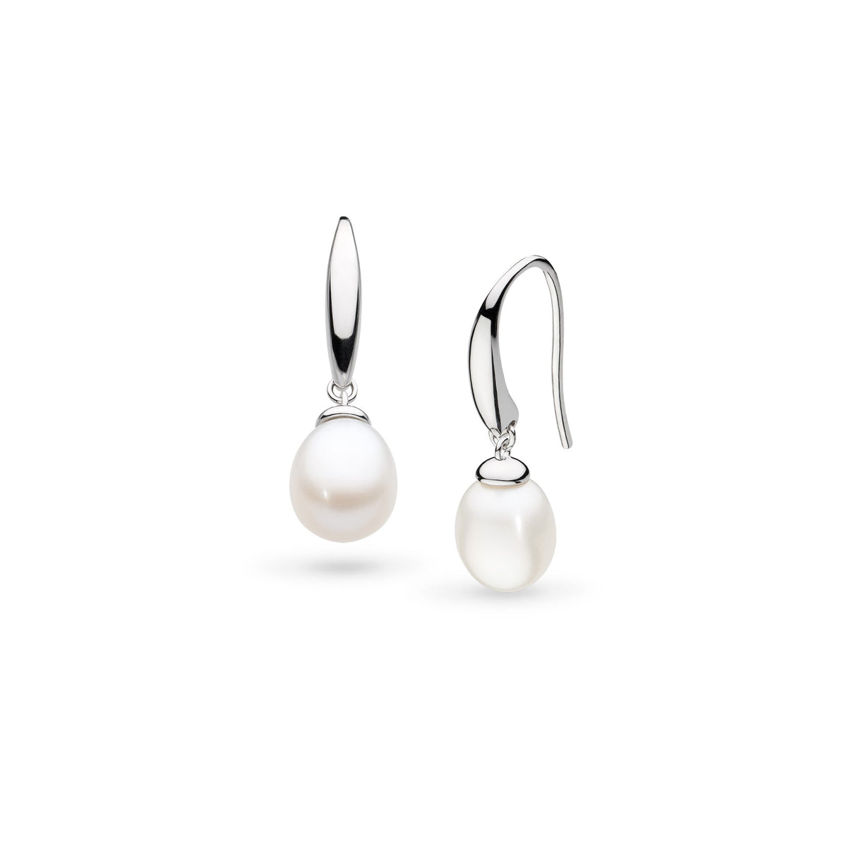 Kit Heath Revival Classic Pearl Rhodium Plated Drop Earrings 50427FP
