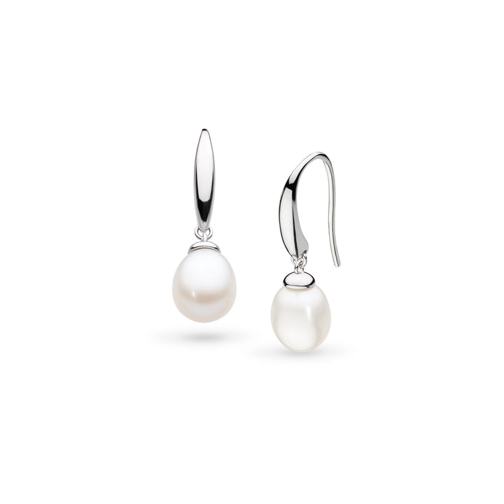 Kit Heath Revival Classic Pearl Rhodium Plated Drop Earrings 50427FP