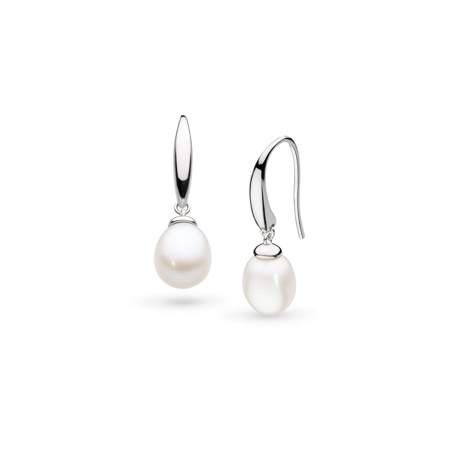 Kit Heath Revival Classic Pearl Rhodium Plated Drop Earrings 50427FP