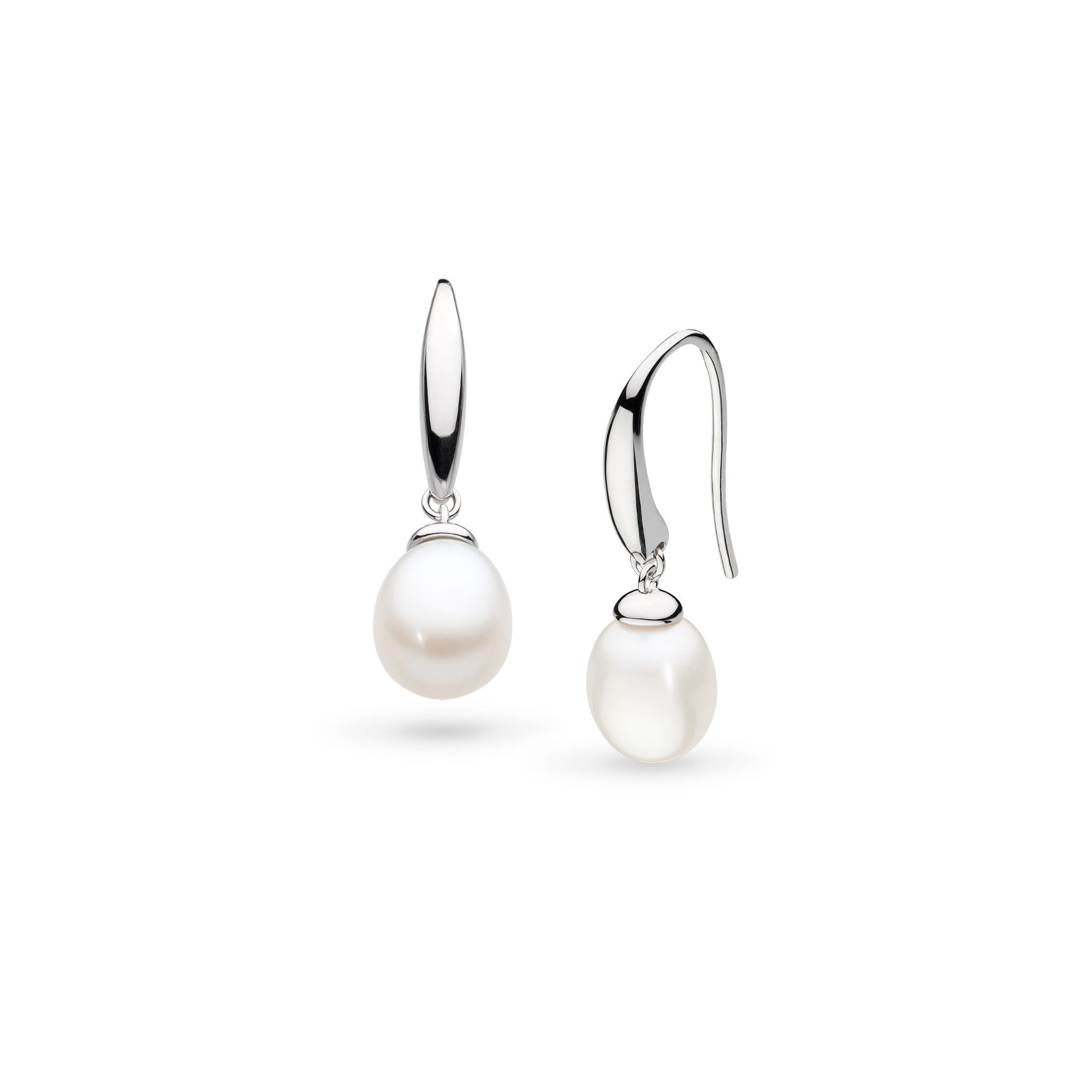 Kit Heath Revival Classic Pearl Rhodium Plated Drop Earrings 50427FP
