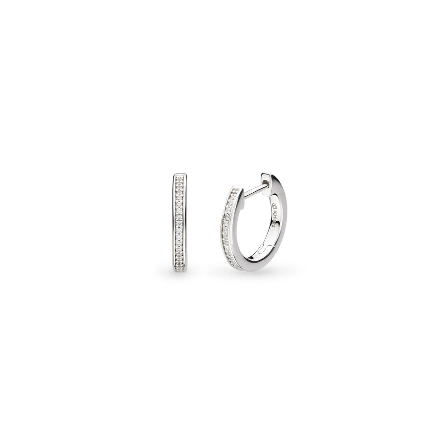 Kit Heath Revival Classic Glitz Zirconia Rhodium Plated Hinged Hoop Earrings 50428CZ