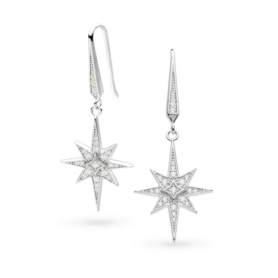 Kit Heath Céleste North Star Zirconia Rhodium Plated Grande Drop Earrings 50457CZ