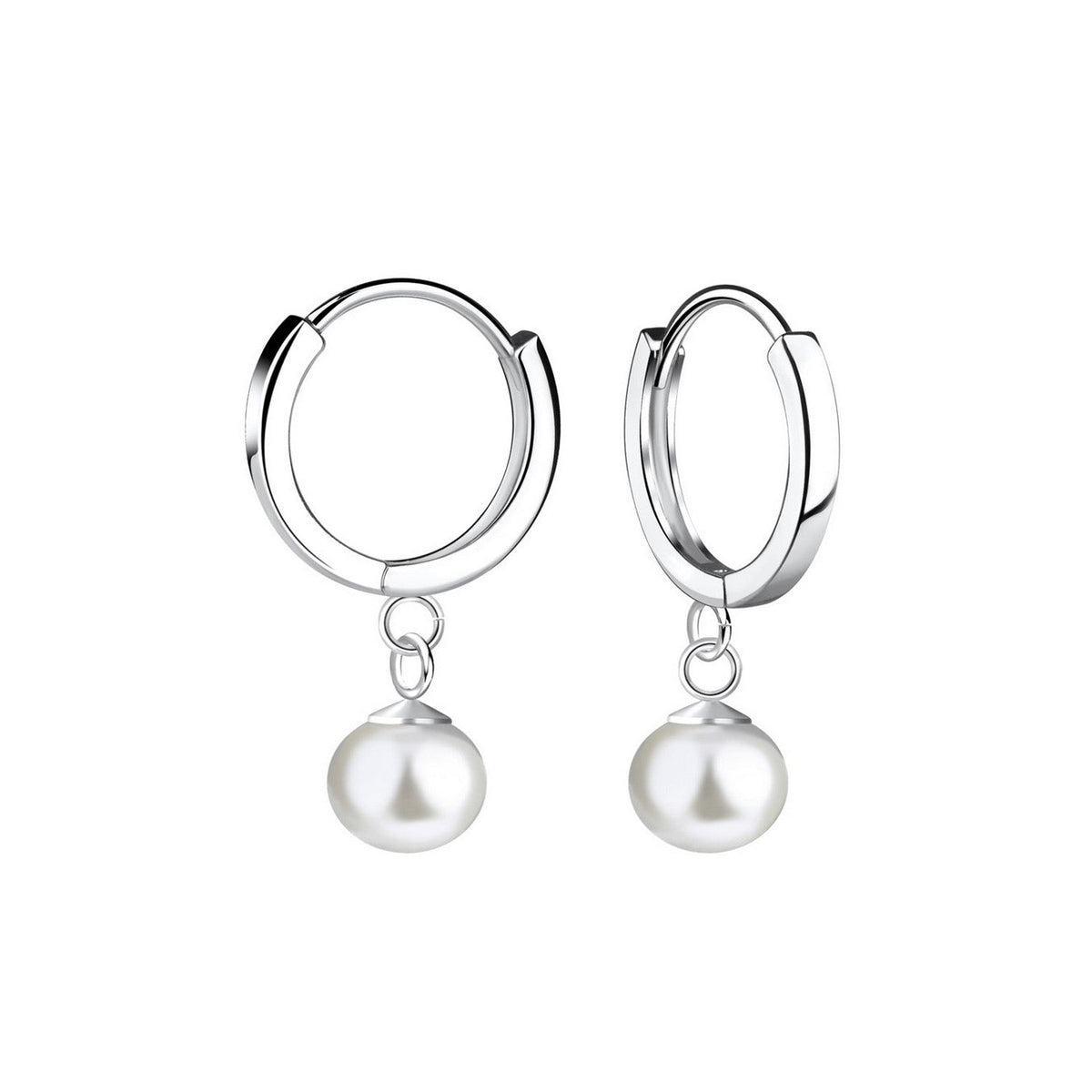 Dew 6mm Shell Pearl Charm Hoop Earrings