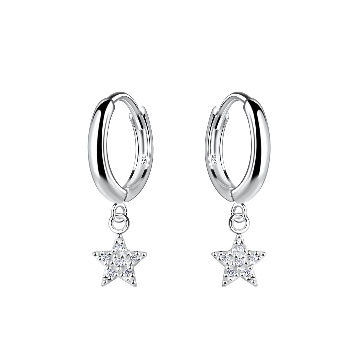 Dew Zirconia Star Charm Hinged Hoop Earrings 53103CZ