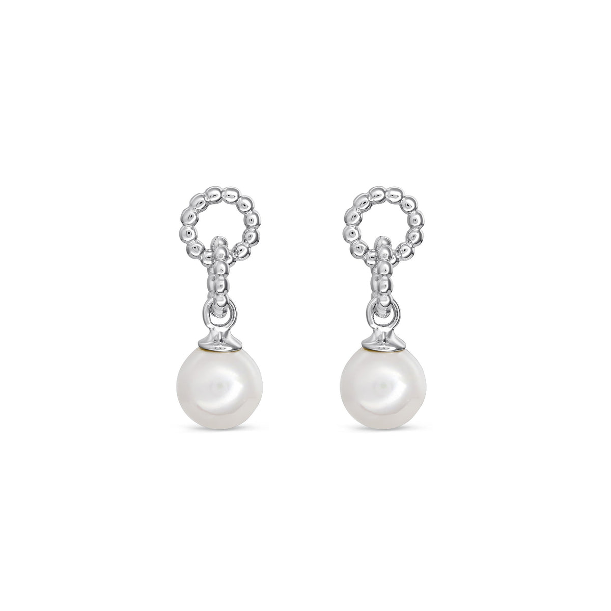 Dew 5mm Shell Pearl Linked Beaded Circle Stud Drop Earrings 53105SHP