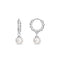 Dew 6mm Shell Pearl Beaded Hinged Hoop Earrings 53116SHP