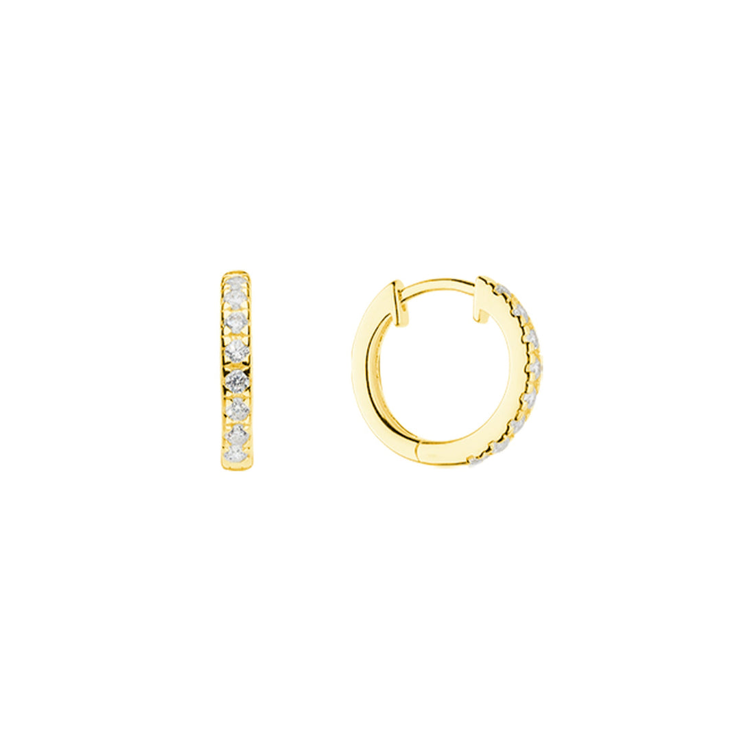 Dew Zirconia Gold Plated 15mm Hinged Hoop Earrings 5427GCZ