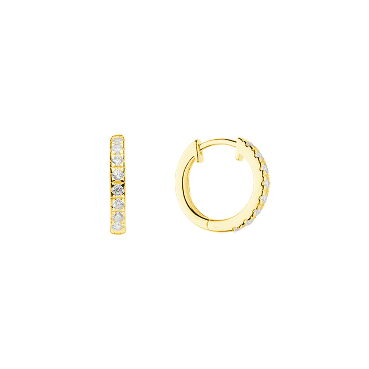 Dew Zirconia Gold Plated 15mm Hinged Hoop Earrings 5427GCZ