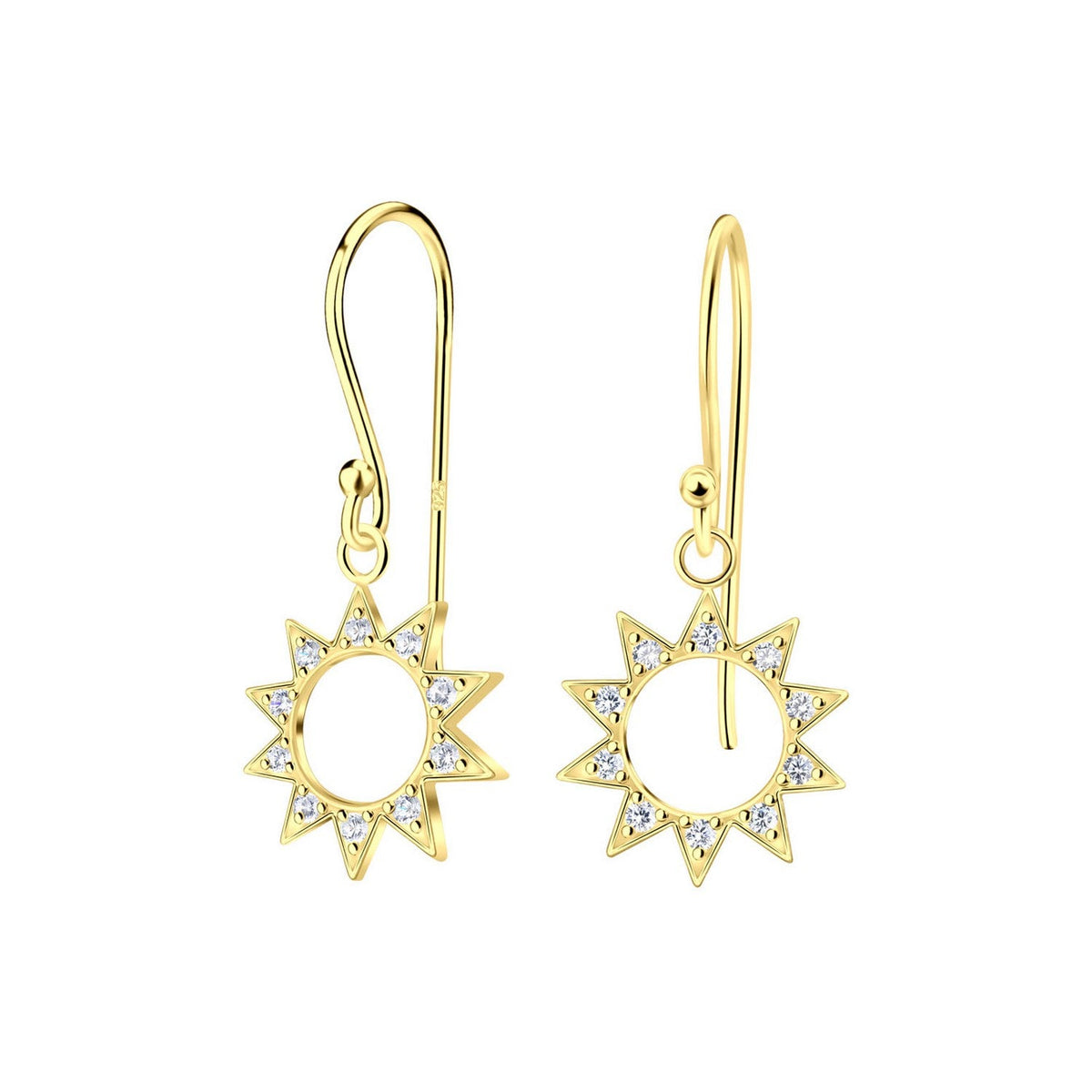 Dew Gold Plated Sun CZ Drop Earrings
